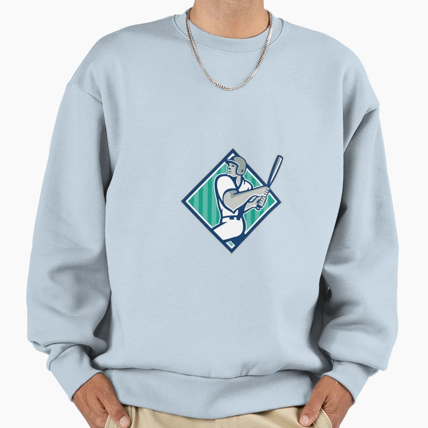 Baseball Hitter Batting Diamond Sweatshirt - Custom Art Print for Adults - T-Shirt, Sweatshirt, Hoodie