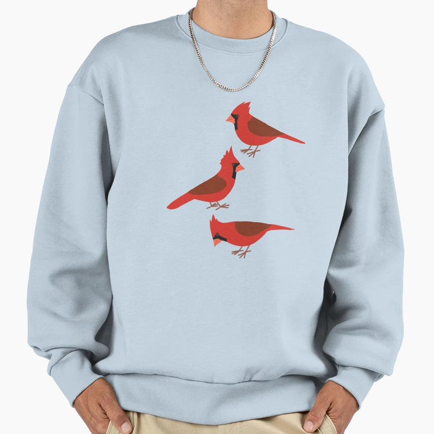 Funny Birds Northern Cardinal Sweatshirt - Graphic Print Men Women - T-Shirt, Sweatshirt, Hoodie
