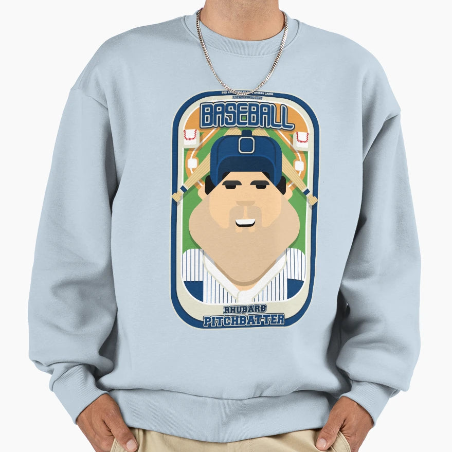 Baseball Blue Pinstripes Rhubarb Sweatshirt - Custom Art Print Men Women - T-Shirt, Sweatshirt, Hoodie