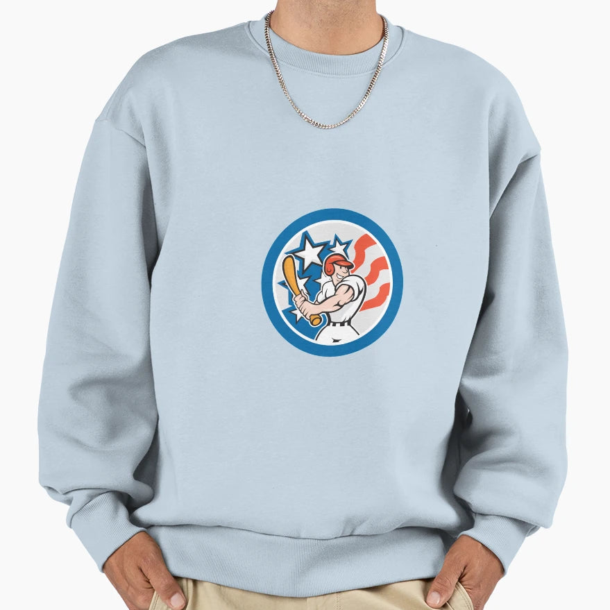 American Baseball Player Batting Sweatshirt - Custom Art Print Unisex - T-Shirt, Sweatshirt, Hoodie