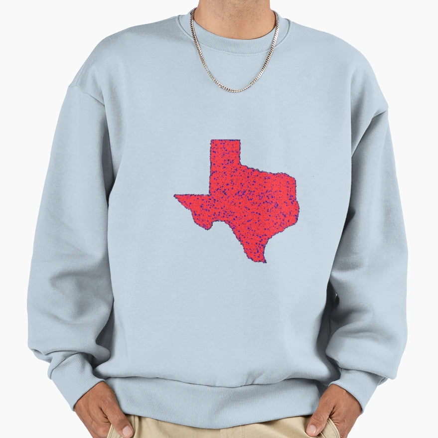 Lone Star State Red Bits Blue Sweatshirt - Trendy Graphic for Adults - T-Shirt, Sweatshirt, Hoodie