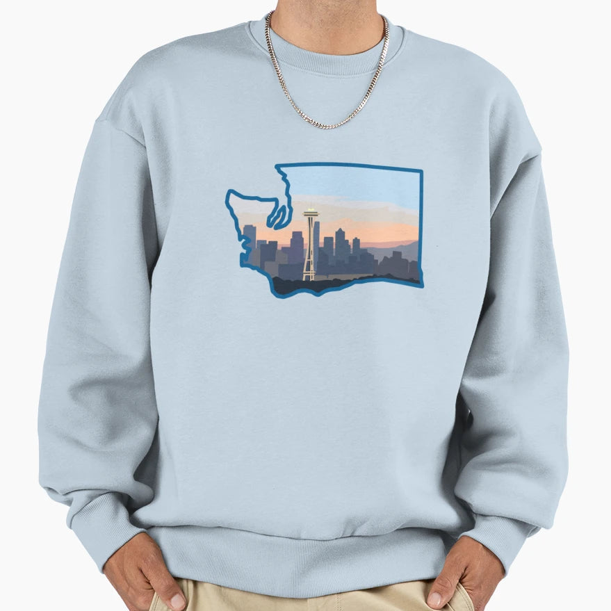 Seattle Skyline Washington State Sweatshirt - Minimalist Print for Adults - T-Shirt, Sweatshirt, Hoodie