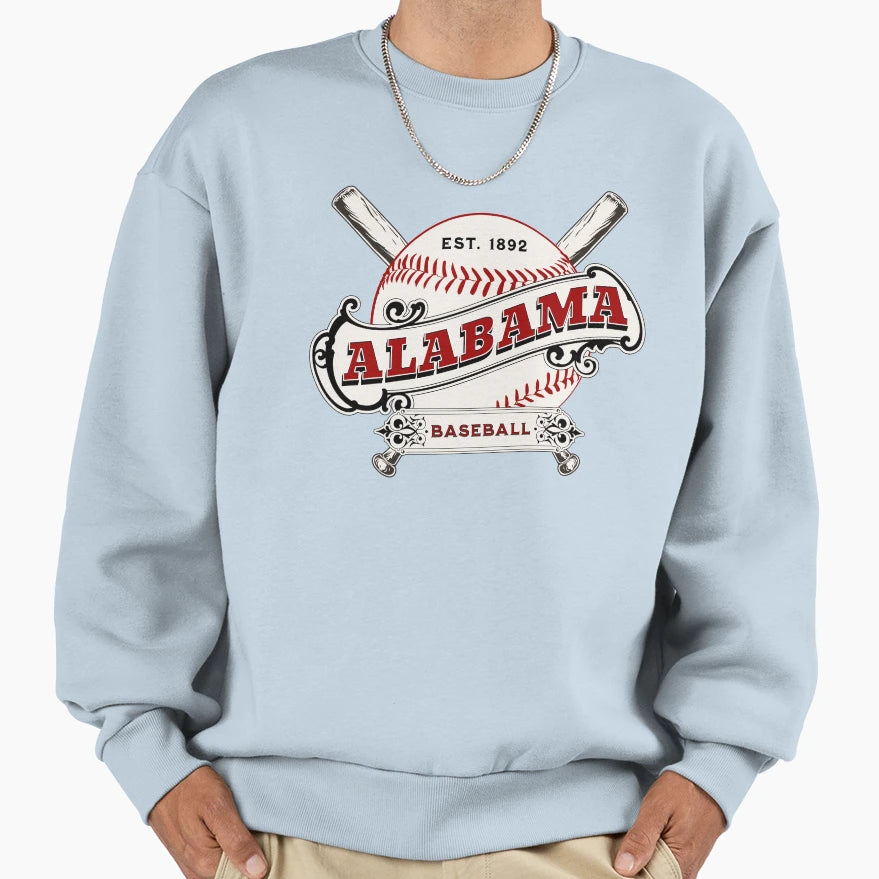 Alabama Baseball Sweatshirt - Graphic Print Unisex - T-Shirt, Sweatshirt, Hoodie