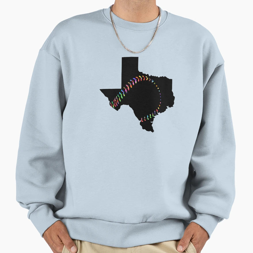 Texas Softball Baseball Tie Dye Sweatshirt - Graphic Print for Adults - T-Shirt, Sweatshirt, Hoodie