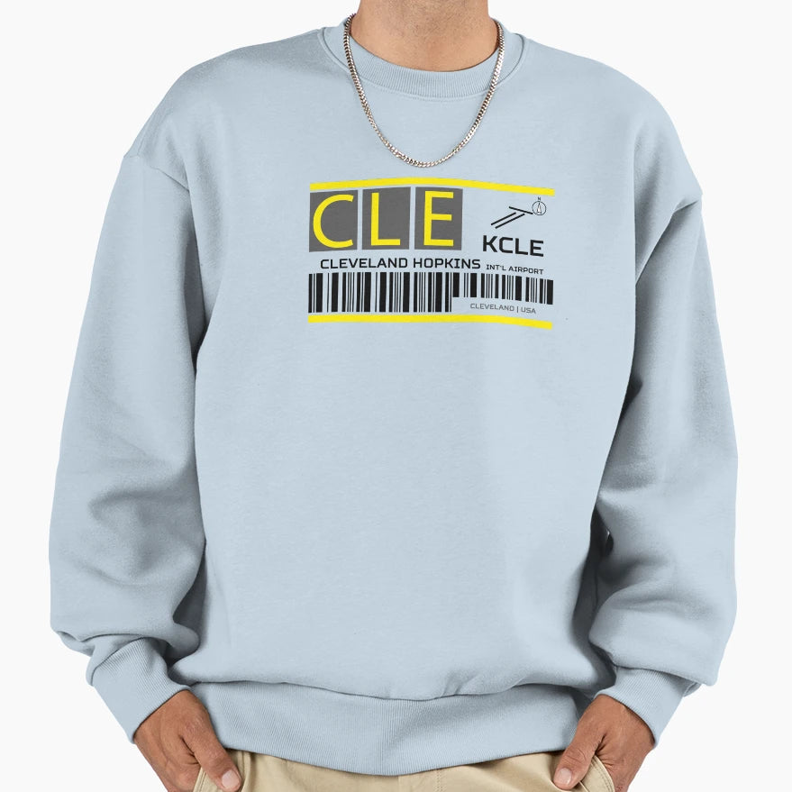 Destination Cleveland Airport Sweatshirt - Aesthetic Graphic Men Women - T-Shirt, Sweatshirt, Hoodie