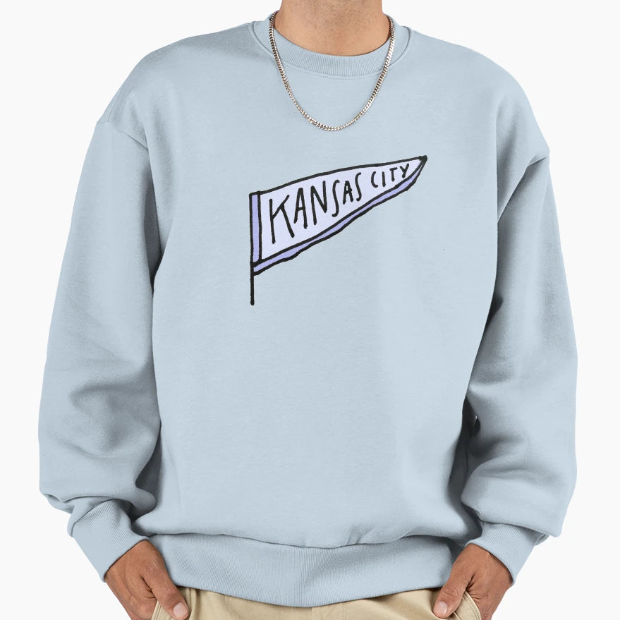 Kansas City Hand Drawn Pennant Blues Sweatshirt - Novelty Apparel Men Women - T-Shirt, Sweatshirt, Hoodie