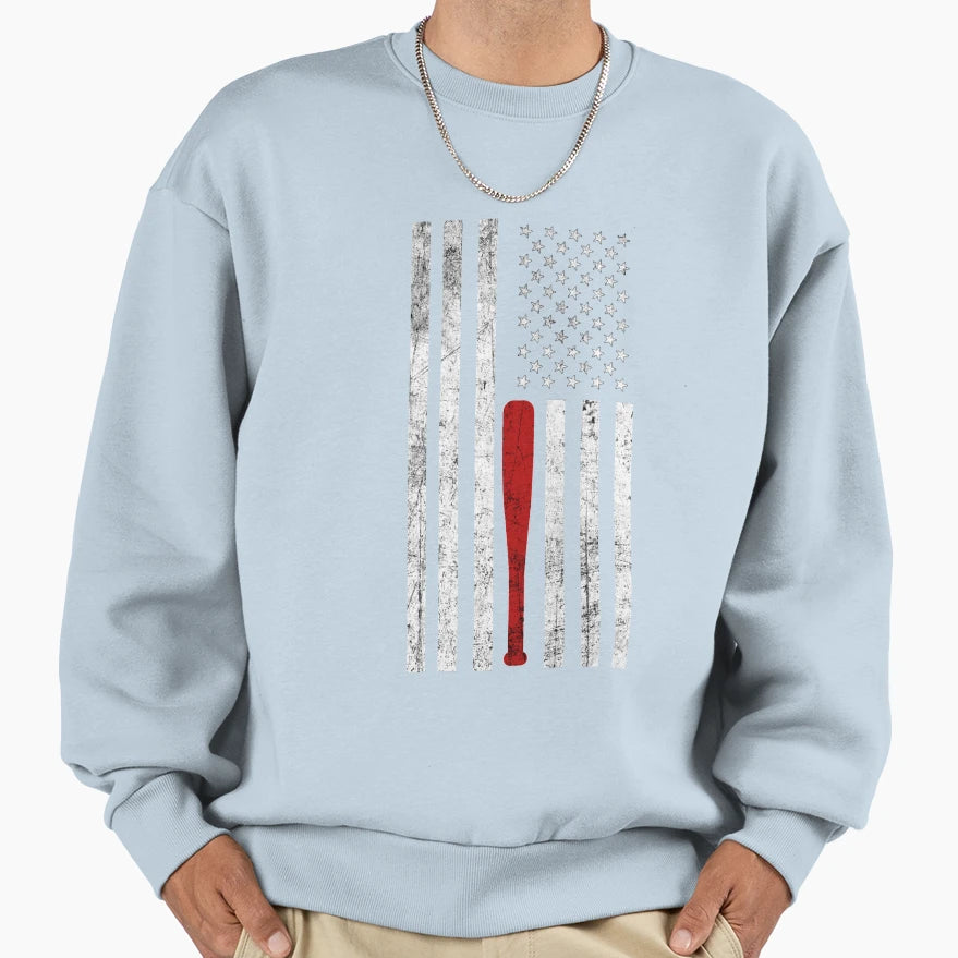 Usa Flag Themed Baseball Bat Fans T-Shirt - Custom Art Print for Adults - T-Shirt, Sweatshirt, Hoodie