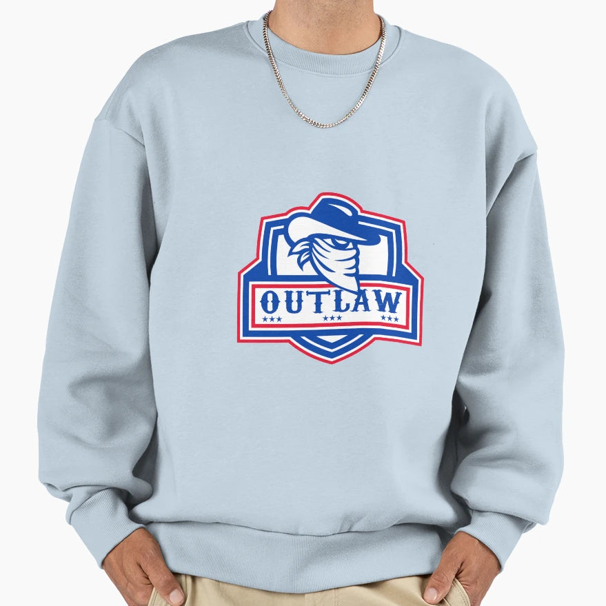 Outlaw Cowboy Mascot Shield Sweatshirt - Minimalist Print for Adults - T-Shirt, Sweatshirt, Hoodie