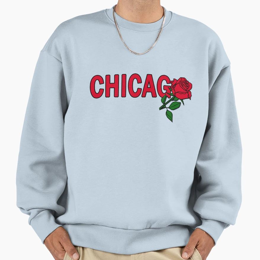 Chicago Rose Red Sweatshirt - Novelty Apparel Unisex - T-Shirt, Sweatshirt, Hoodie