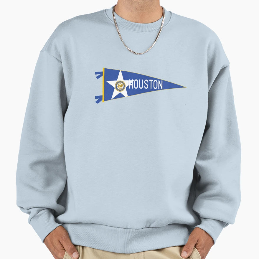 Houston Flag Pennant Sweatshirt - Graphic Print Unisex - T-Shirt, Sweatshirt, Hoodie
