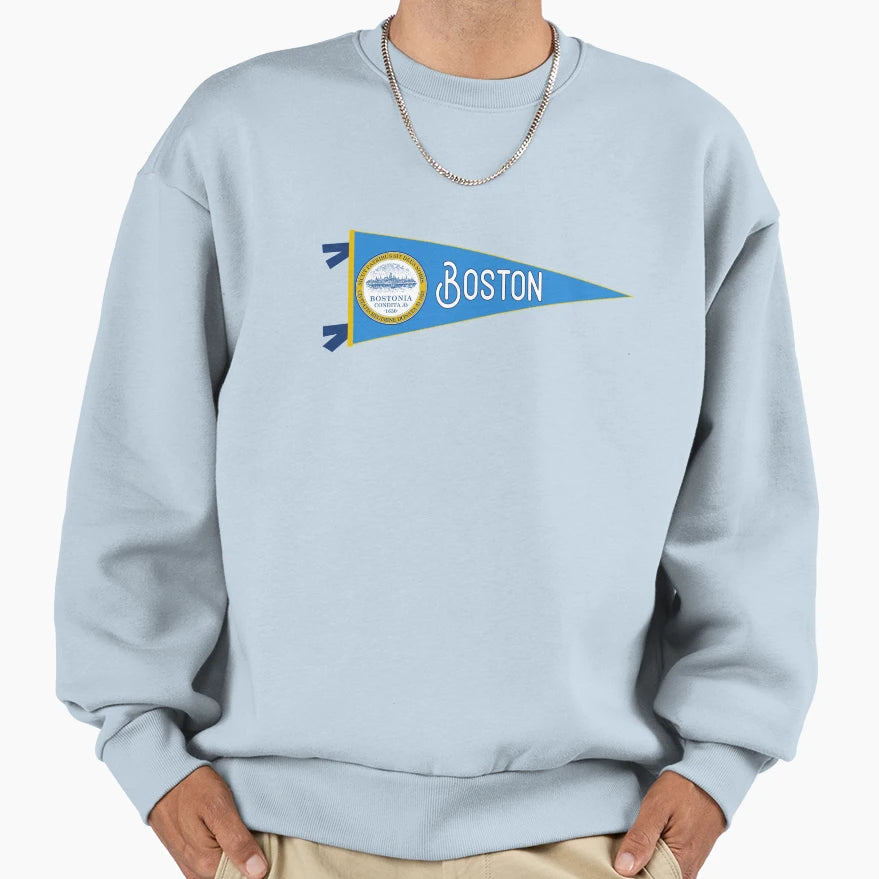 Boston Flag Pennant Sweatshirt - Novelty Apparel Unisex - T-Shirt, Sweatshirt, Hoodie