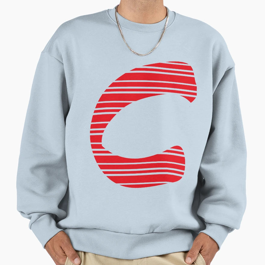 Monogram Letter Red Stripe Sweatshirt - Graphic Print Unisex - T-Shirt, Sweatshirt, Hoodie