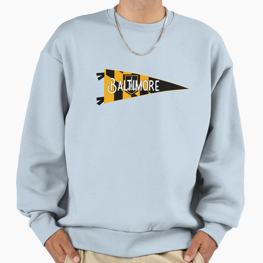 Baltimore Flag Pennant Sweatshirt - Minimalist Print Unisex - T-Shirt, Sweatshirt, Hoodie