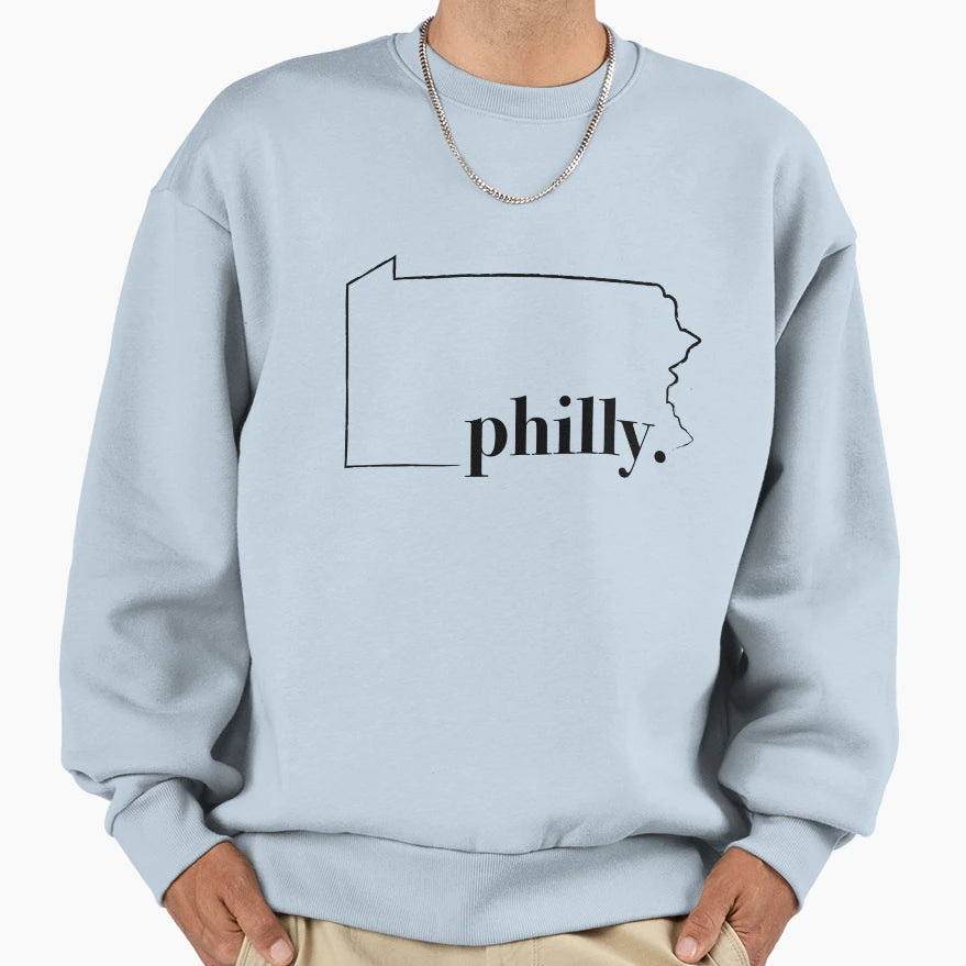 Philly Pennsylvania Map Sweatshirt - Novelty Apparel Men Women - T-Shirt, Sweatshirt, Hoodie