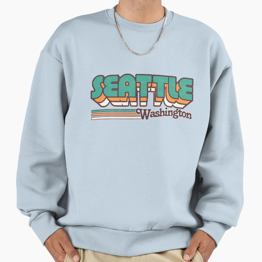 Seattle Wa City Stripes Sweatshirt - Fun Novelty Design Unisex - T-Shirt, Sweatshirt, Hoodie