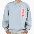 Lady Hearts Card Sweatshirt - Minimalist Print for Adults - T-Shirt, Sweatshirt, Hoodie