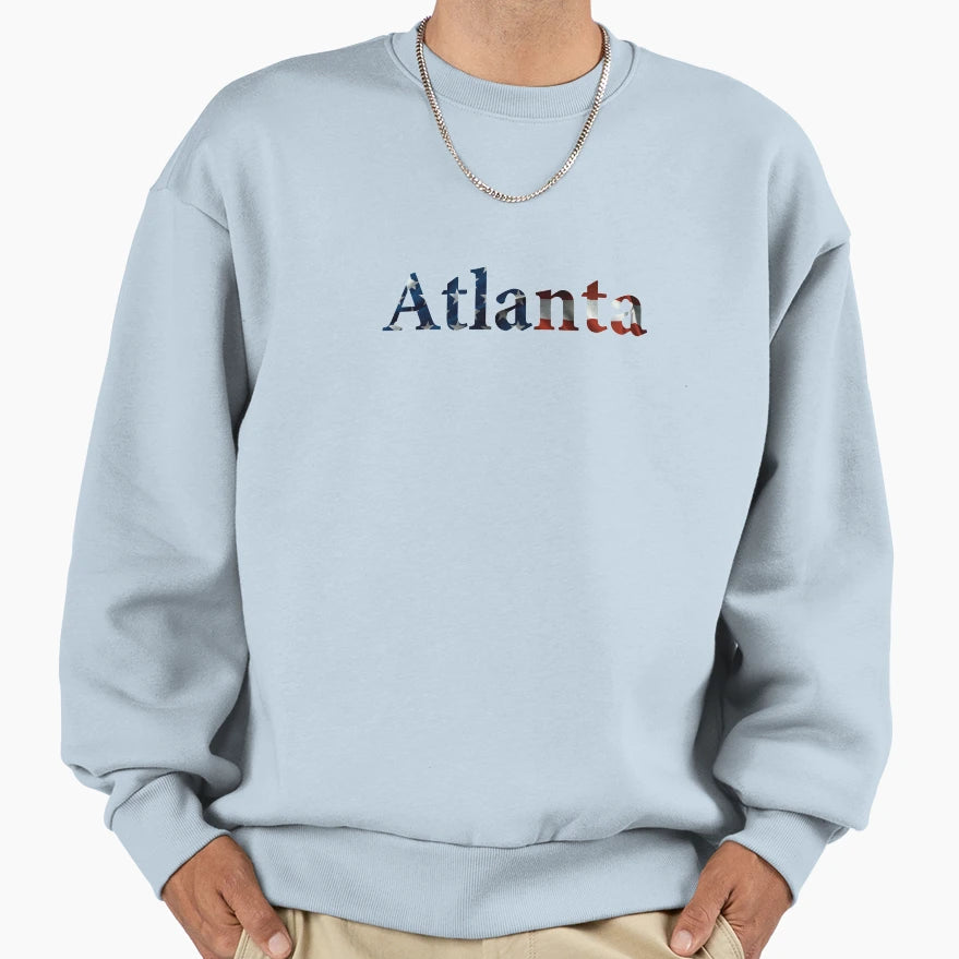 Atlanta American Flag Sweatshirt - Minimalist Print for Adults - T-Shirt, Sweatshirt, Hoodie