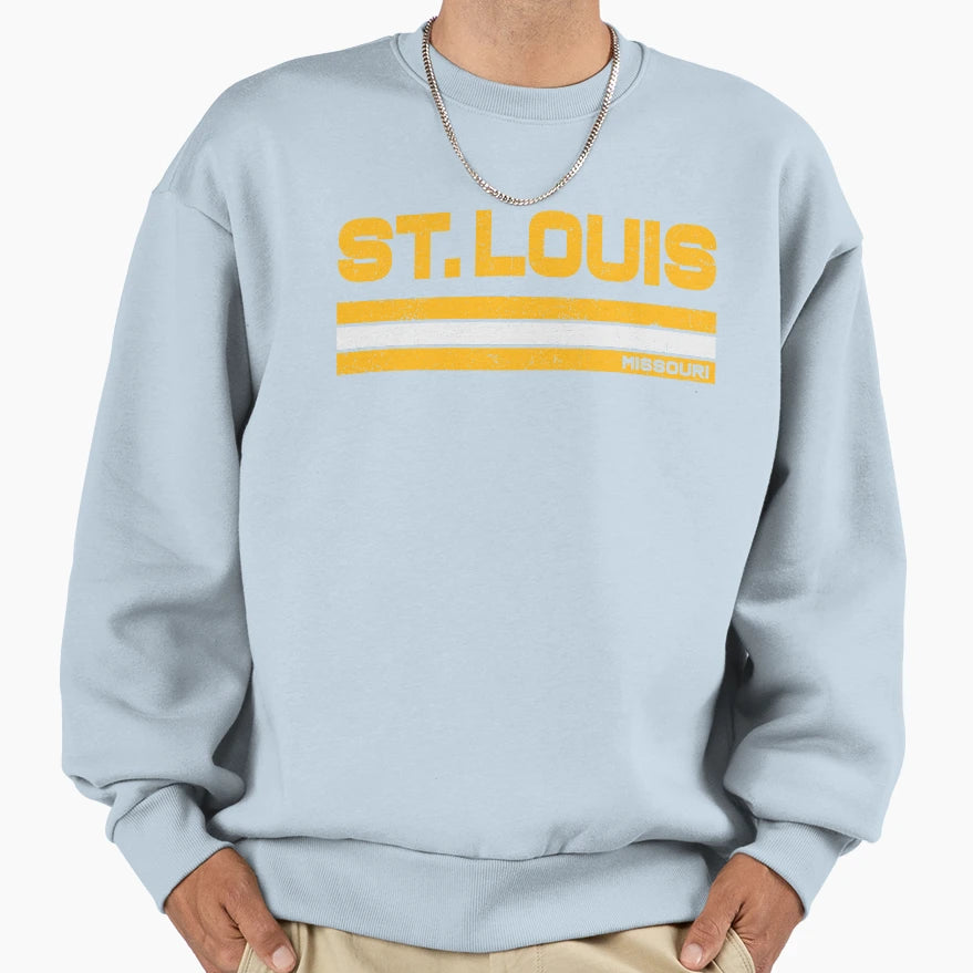 St Louis Hockey Blue Stripe Sweatshirt - Trendy Graphic Unisex - T-Shirt, Sweatshirt, Hoodie