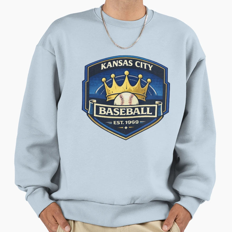 Kansas City Baseball Badge Royal Blue T-Shirt - Custom Art Print Men Women - T-Shirt, Sweatshirt, Hoodie