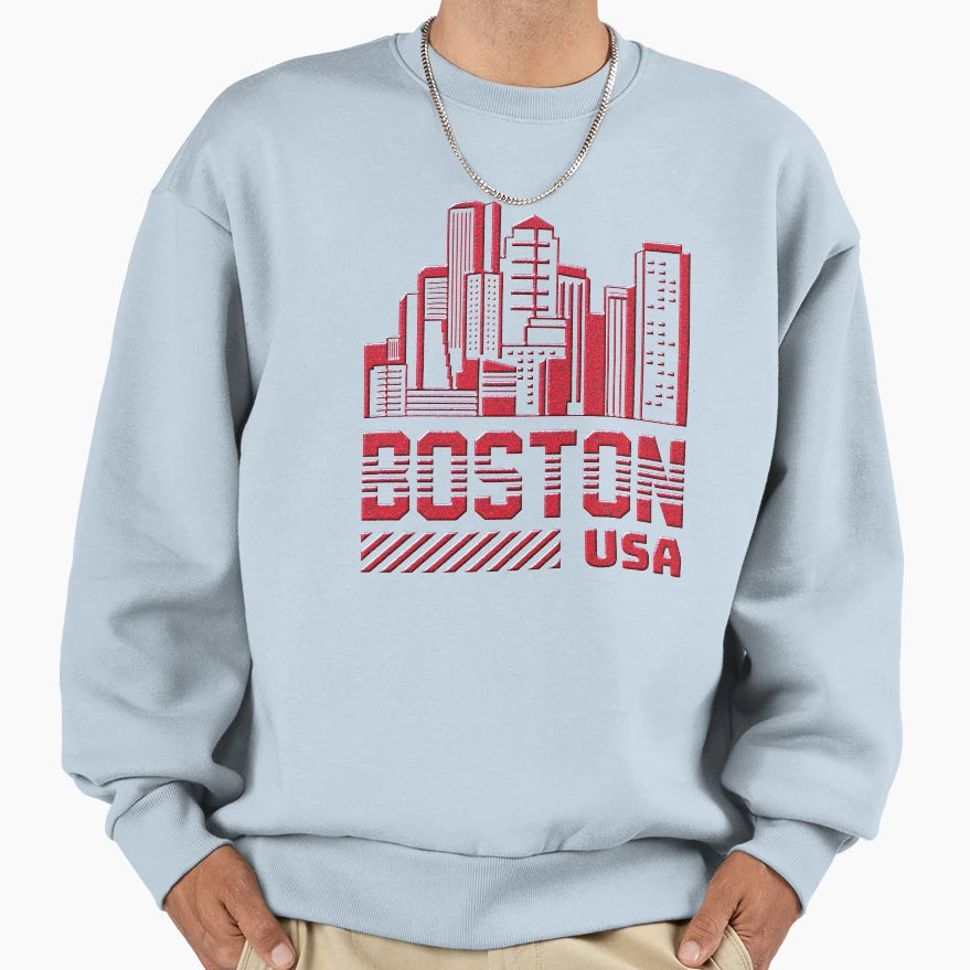 Boston Massachusetts Sweatshirt - Custom Art Print for Adults - T-Shirt, Sweatshirt, Hoodie