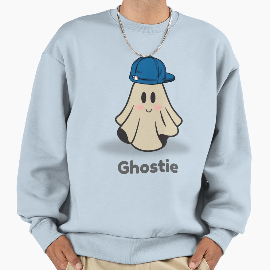 Kawaii Ghost Character Hat Sweatshirt - Unique Graphic for Adults - T-Shirt, Sweatshirt, Hoodie