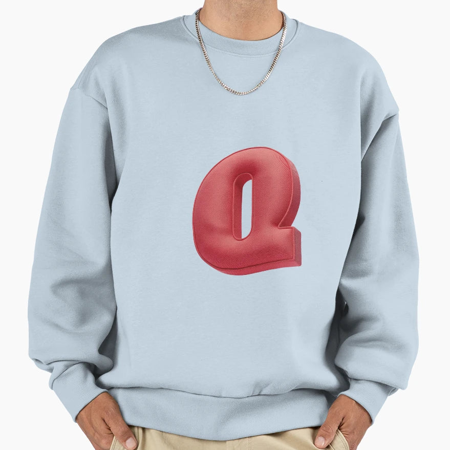 Floating Red Cushion Letter Q Sweatshirt - Casual Everyday Wear Men Women - T-Shirt, Sweatshirt, Hoodie