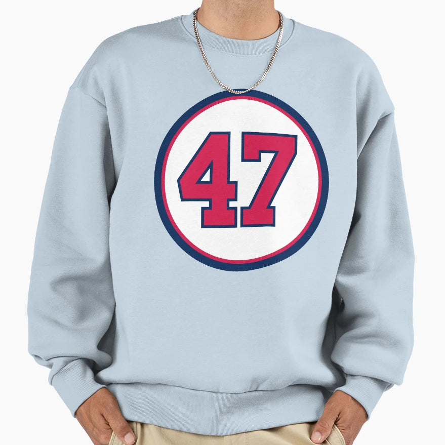 Tom Glavine 47 Jersey Number Sweatshirt - Aesthetic Graphic for Adults - T-Shirt, Sweatshirt, Hoodie