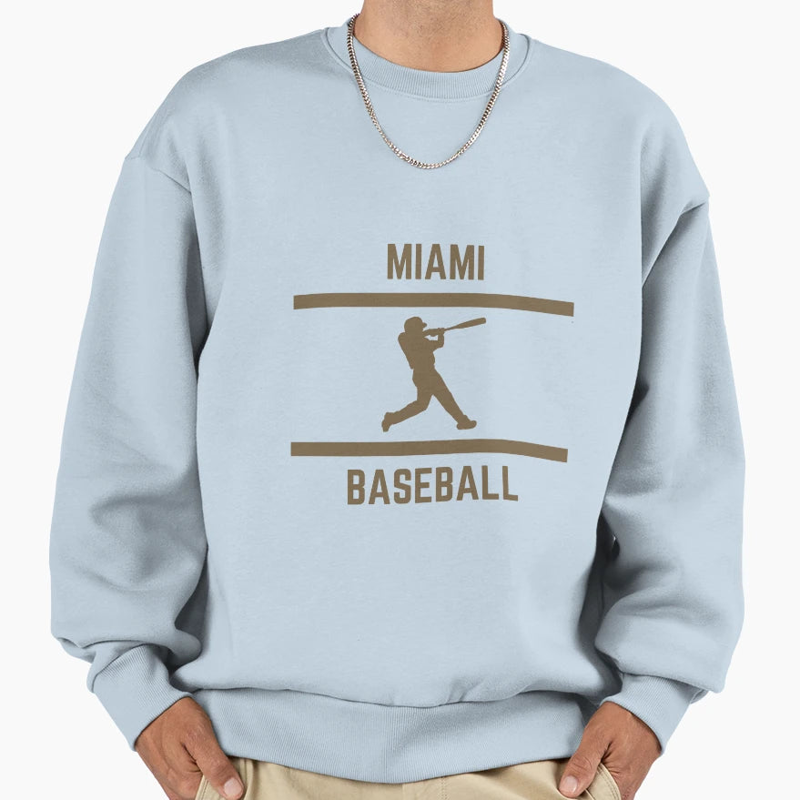 Gold Color Miami Baseball Sweatshirt - Minimalist Print Men Women - T-Shirt, Sweatshirt, Hoodie