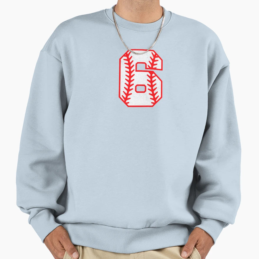 Baseball Number 6 Sweatshirt - Minimalist Print Unisex - T-Shirt, Sweatshirt, Hoodie