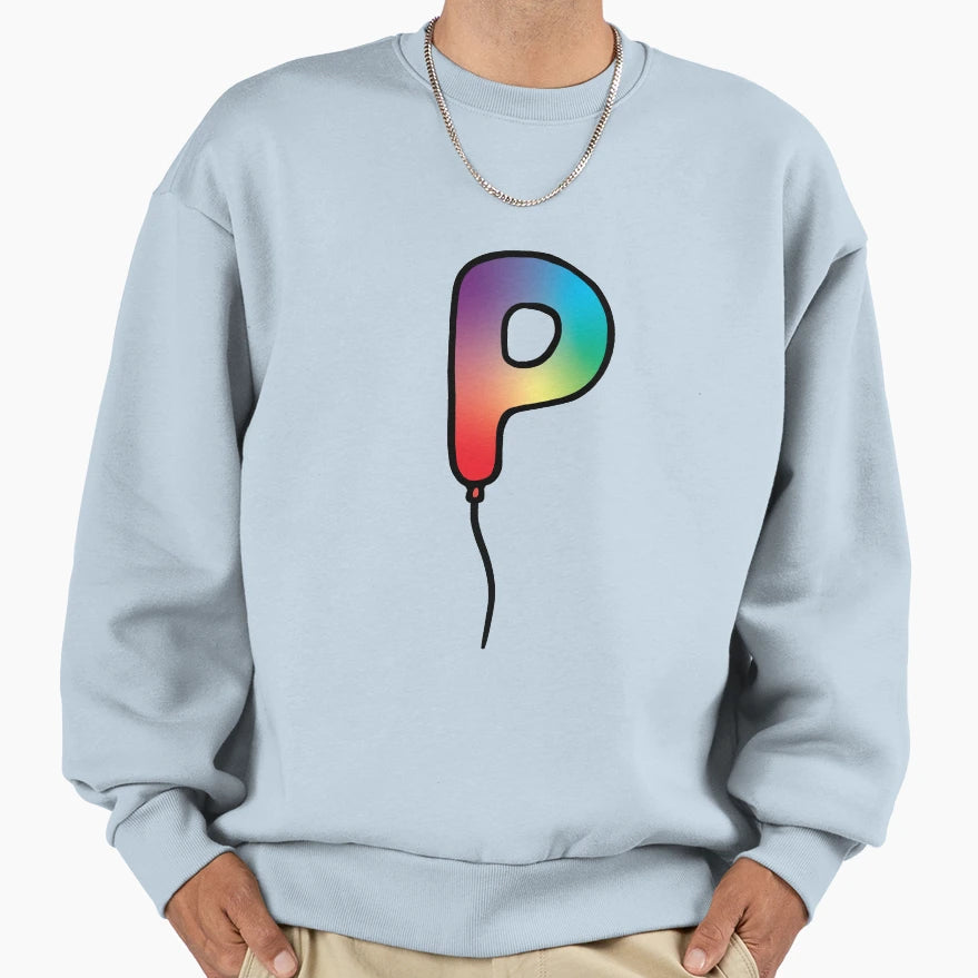 Initial Monogram Balloon Letter P Sweatshirt - Novelty Apparel Unisex - T-Shirt, Sweatshirt, Hoodie