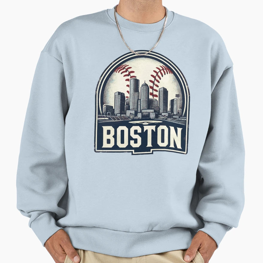 Boston Baseball Cityscape Sweatshirt - Aesthetic Graphic Men Women - T-Shirt, Sweatshirt, Hoodie