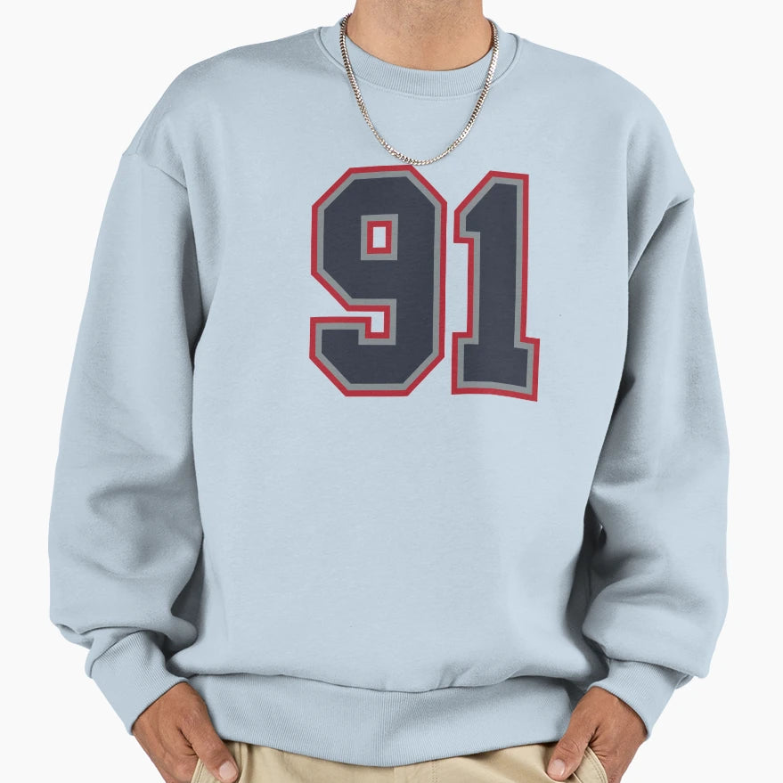 91 Navy Grey Red Sports Sweatshirt - Casual Everyday Wear for Adults - T-Shirt, Sweatshirt, Hoodie