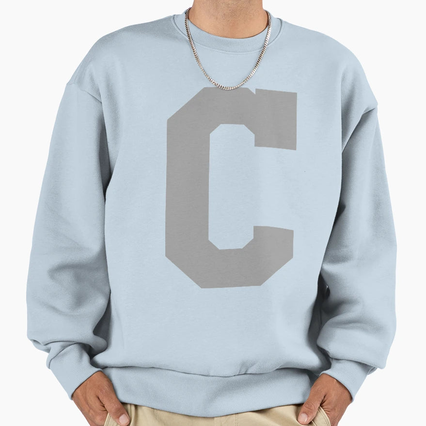 Alphabet Silver C Sports Letter C Sweatshirt - Minimalist Print Men Women - T-Shirt, Sweatshirt, Hoodie