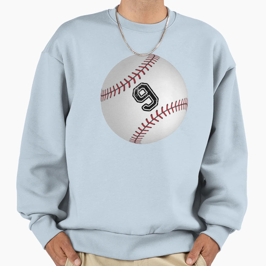 Baseball Ball Number 9 Nine Sweatshirt - Fun Novelty Design Men Women - T-Shirt, Sweatshirt, Hoodie