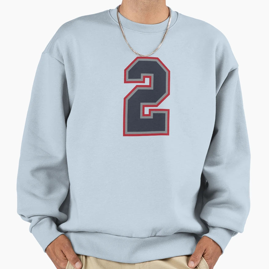 2 Navy Grey Red Sports Number Two Sweatshirt - Trendy Graphic Unisex - T-Shirt, Sweatshirt, Hoodie