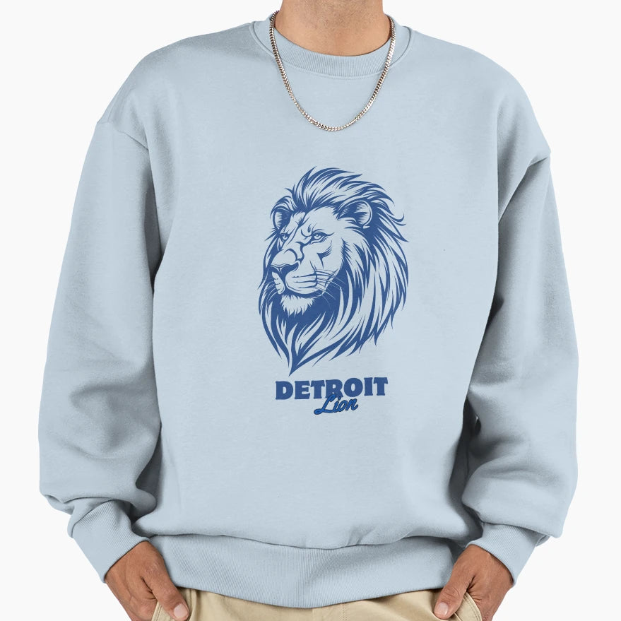 Lion Head Letters Detroit Lion Sweatshirt - Casual Everyday Wear Men Women - T-Shirt, Sweatshirt, Hoodie