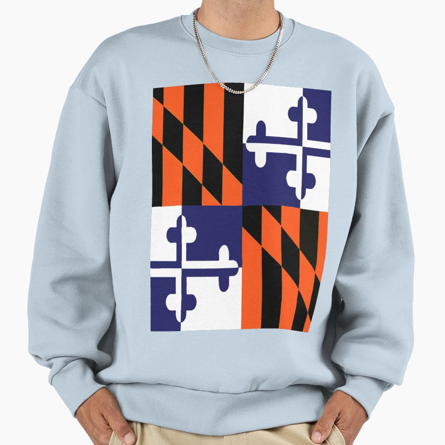 Maryland State Flag Art Banner Sweatshirt - Unique Graphic Unisex - T-Shirt, Sweatshirt, Hoodie