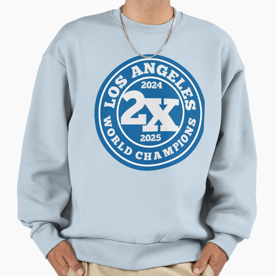 Los Angeles 2X World Champions Sweatshirt - Trendy Graphic for Adults - T-Shirt, Sweatshirt, Hoodie