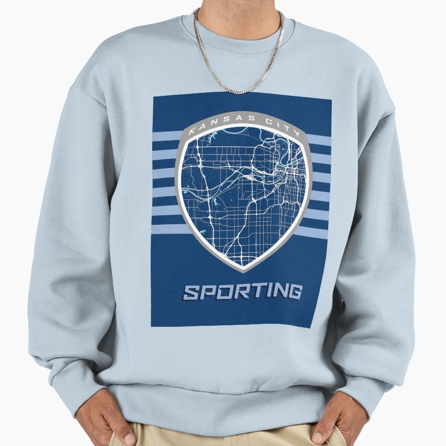 Kansas City Map Sporting Colors Sweatshirt - Custom Art Print for Adults - T-Shirt, Sweatshirt, Hoodie