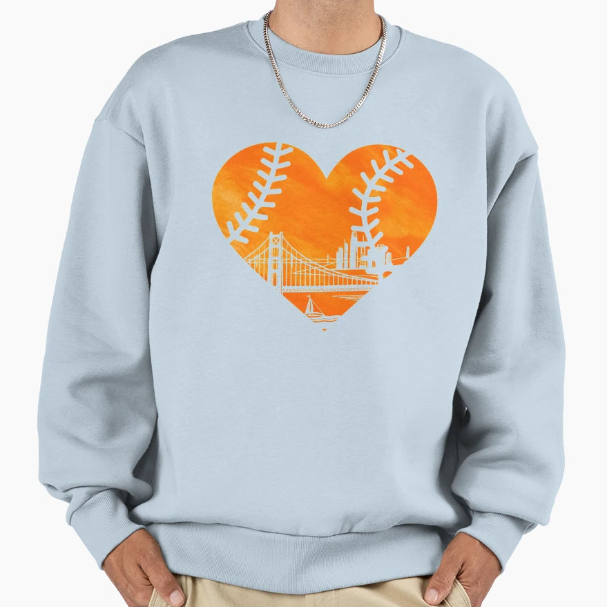 Us State San Francisco Baseball Heart Sweatshirt - Graphic Print for Adults - T-Shirt, Sweatshirt, Hoodie