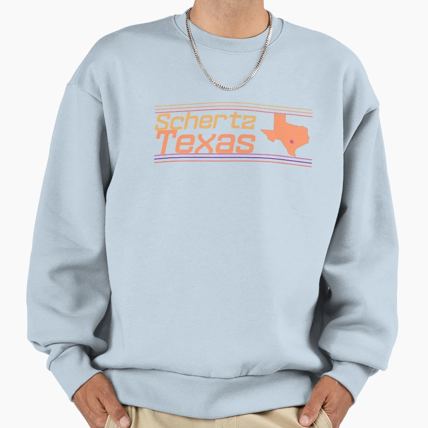Schertz Texas City Marked Map Sweatshirt - Fun Novelty Design for Adults - T-Shirt, Sweatshirt, Hoodie