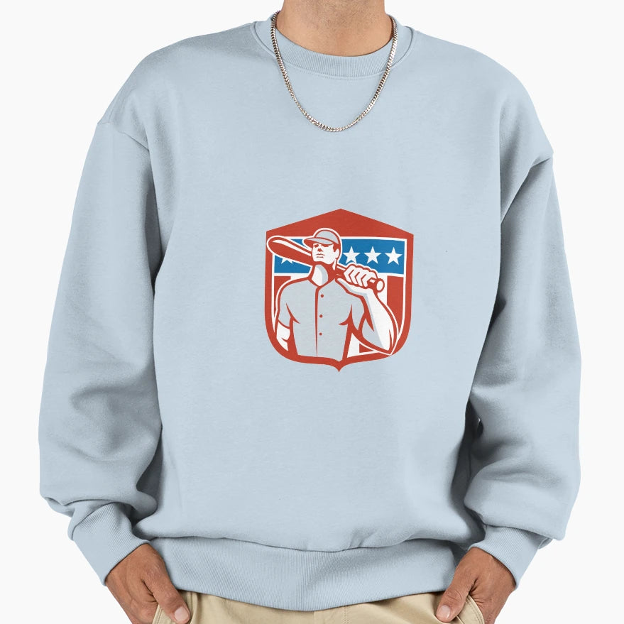 American Baseball Batter Bat Shield Sweatshirt - Minimalist Print Unisex - T-Shirt, Sweatshirt, Hoodie