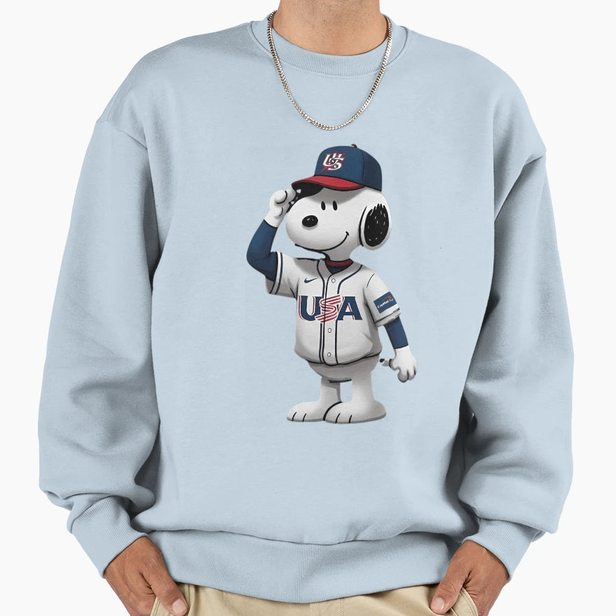 Snoopy Usa Baseball Hero Sweatshirt - Graphic Print Unisex - T-Shirt, Sweatshirt, Hoodie