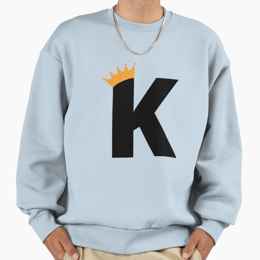 Crowned Monogram Letter K Sweatshirt - Streetwear Style Unisex - T-Shirt, Sweatshirt, Hoodie