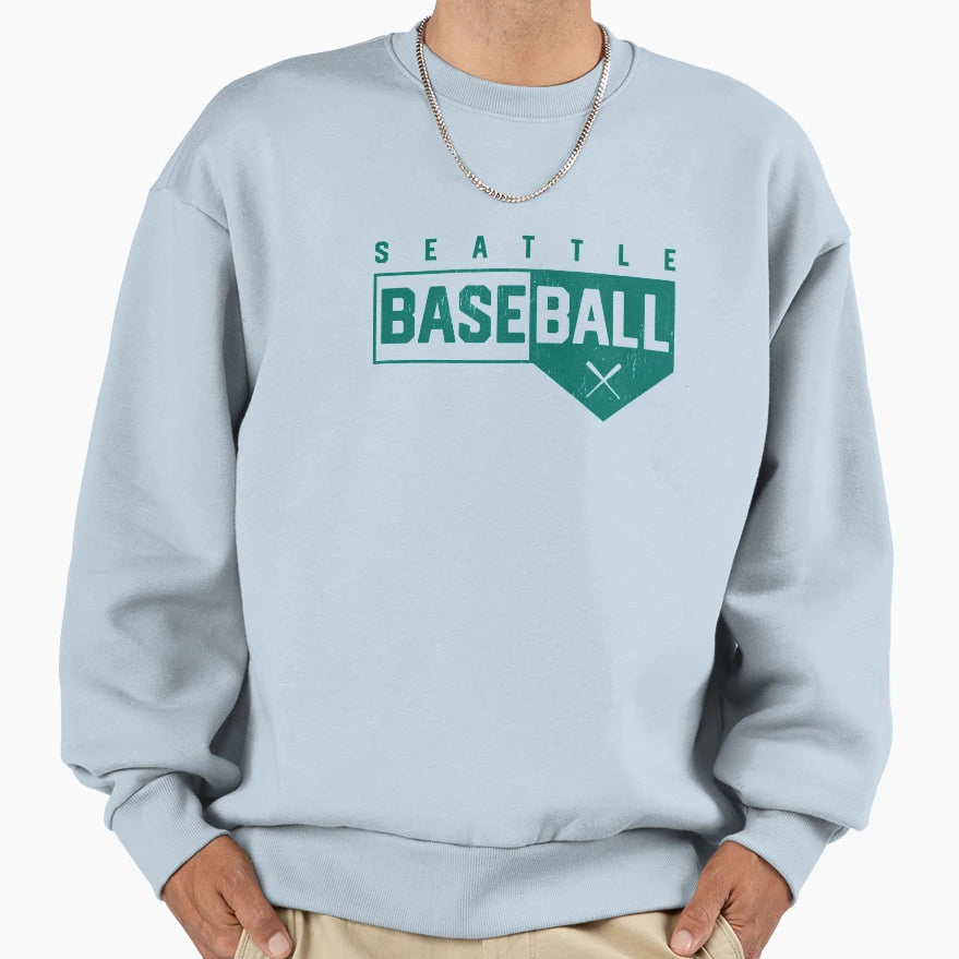 Seattle Baseball Home Plate Sweatshirt - Trendy Graphic Unisex - T-Shirt, Sweatshirt, Hoodie