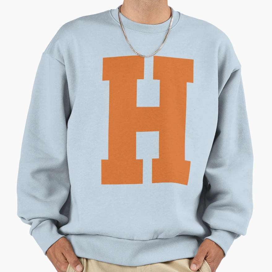 Alphabet Orange H Sports Letter H Sweatshirt - Trendy Graphic for Adults - T-Shirt, Sweatshirt, Hoodie