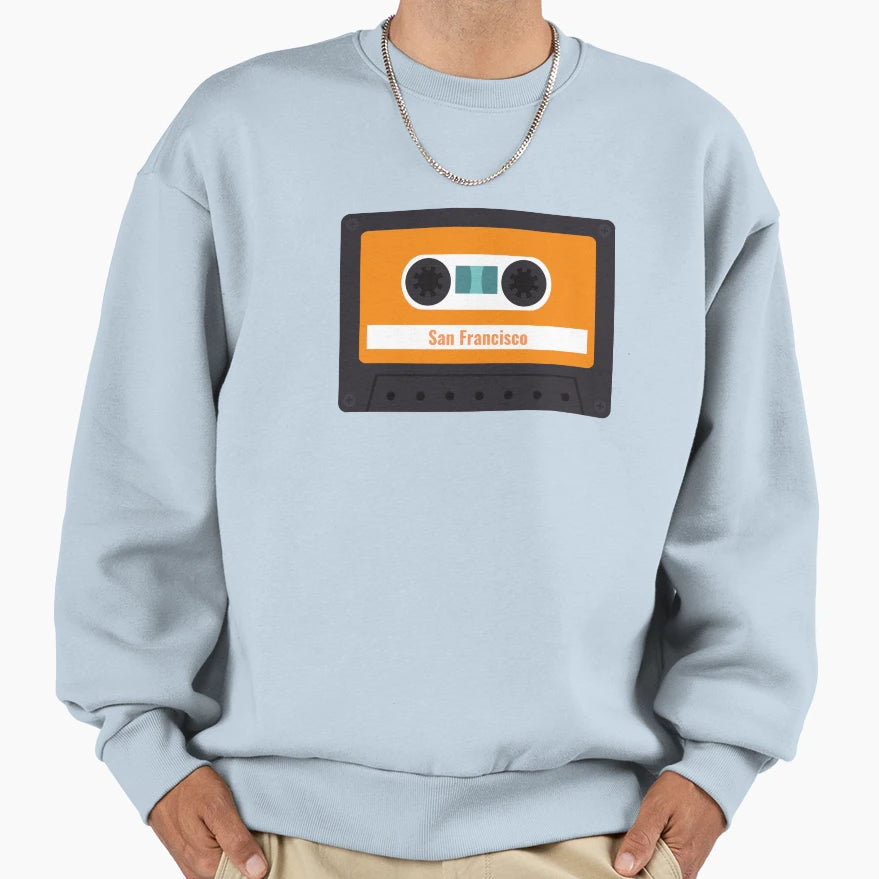 San Francisco Cassete Sweatshirt - Minimalist Print for Adults - T-Shirt, Sweatshirt, Hoodie