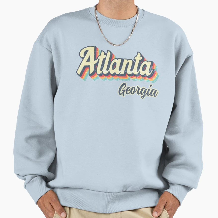 Atlanta City Georgia 70S Rainbow Sweatshirt - Streetwear Style for Adults - T-Shirt, Sweatshirt, Hoodie