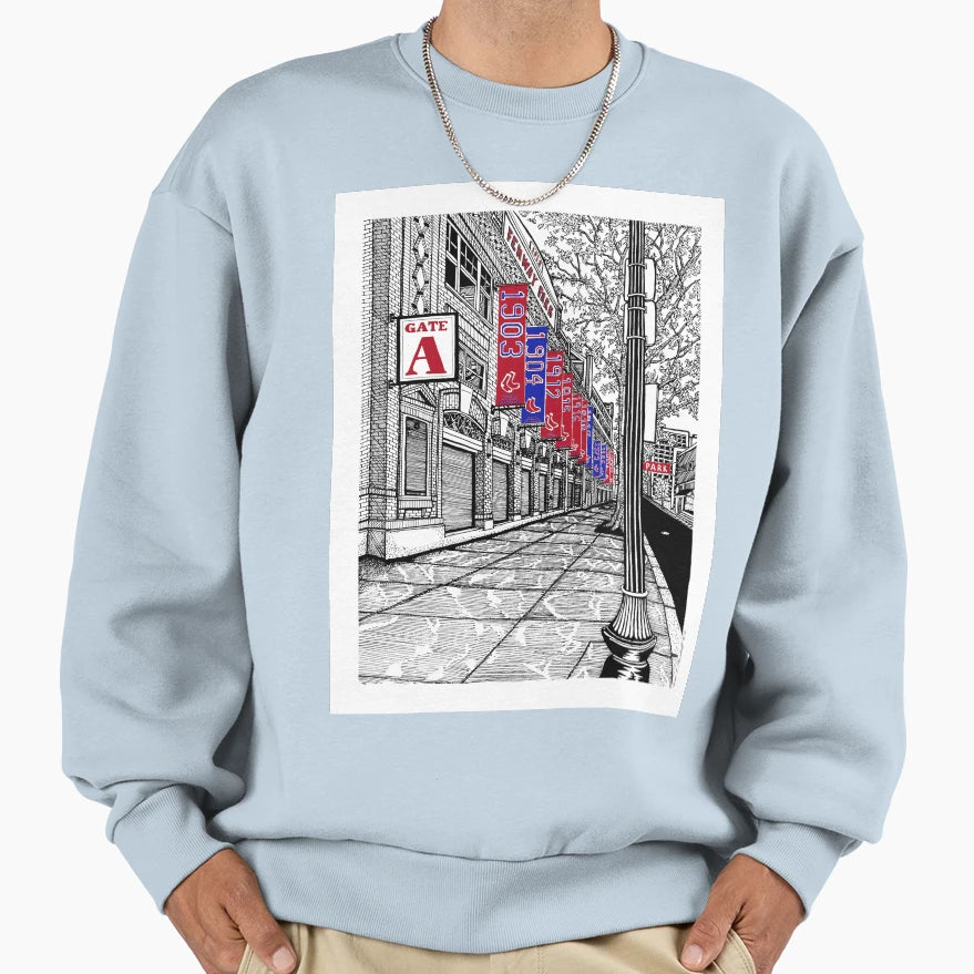 Fenway Park Gate Boston Drawing Color Sweatshirt - Unique Graphic Men Women - T-Shirt, Sweatshirt, Hoodie