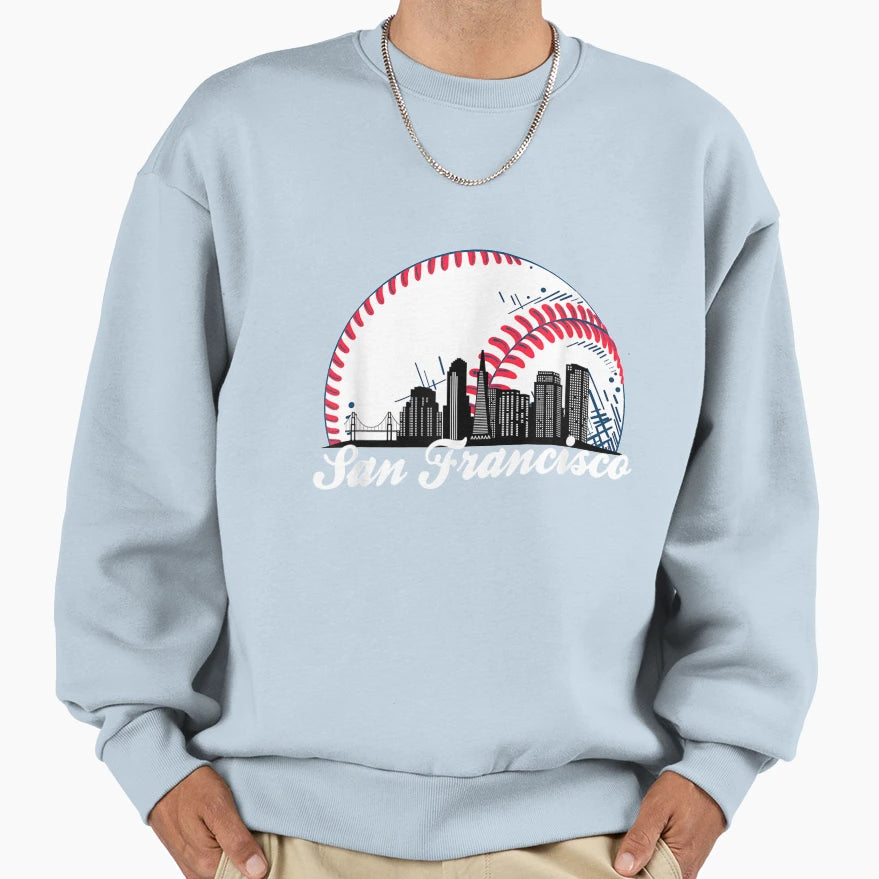 Cityscape Baseball San Francisco Sweatshirt - Novelty Apparel Unisex - T-Shirt, Sweatshirt, Hoodie